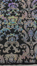 HOLOGRAPHIC DAMASK NYLON SPANDEX FABRIC (By The Yard)