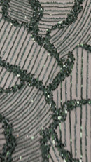 HEAVY BEADED LEAF DESIGN ON A MESH FABRIC (By The Yard)