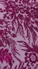 Big Glitter Damask Design On A Mesh Lace Fabric/Prom/Sold By The Yard