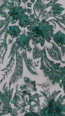 3D Floral Big Glitter Damask Design On A Mesh Lace 54" Wide| New Creations Fabric & Foam Inc.