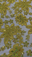 Metallic floral lace design embroidered 54" Wide | New Creations Fabric & Foam Inc.