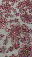 Metallic floral lace design embroidered 54" Wide | New Creations Fabric & Foam Inc.