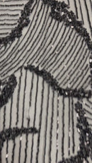 HEAVY BEADED LEAF DESIGN ON A MESH FABRIC (By The Yard)