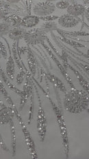 Luxury 3D Floral/Butterfly Beaded lace, by The Yard.