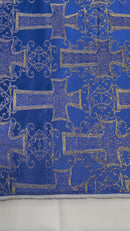 METALLIC BIG CROSS JACQUARD SATIN FABRIC (by the yard)