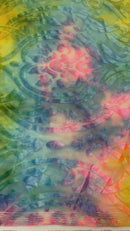 Multicolor 58" Wide Tie Dye Damask Print Burnout Stretch Velvet Fabric by The Yard.