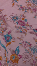 Multi Color Roses Glitter Design On A Mesh Lace Fabric| New Creations Fabric & Foam Inc