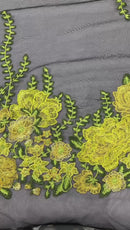 Roses Multi Color Floral Design Embroider On Mesh Lace Fabric (by the yard)