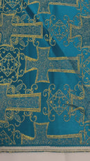 METALLIC BIG CROSS JACQUARD SATIN FABRIC (by the yard)