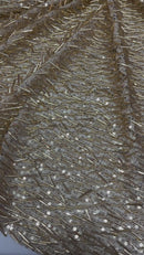 Vegas Beaded Sequin Stretch Mesh Fabric (By The Yard)