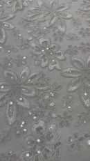 Metallic floral lace design embroidered 54" Wide | New Creations Fabric & Foam Inc.