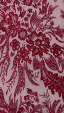 Big Glitter Damask Design On A Mesh Lace Fabric/Prom/Sold By The Yard