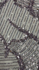 HEAVY BEADED LEAF DESIGN ON A MESH FABRIC (By The Yard)