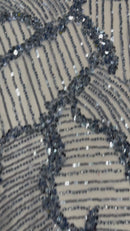 HEAVY BEADED LEAF DESIGN ON A MESH FABRIC (By The Yard)