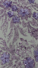 3D Floral Big Glitter Damask Design On A Mesh Lace 54" Wide| New Creations Fabric & Foam Inc.