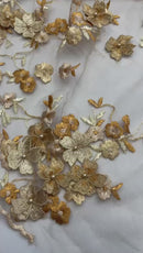 Multi Color 3d floral Daisy Design Embroider Lace 54" Wide| New Creations Fabric & Foam Inc.