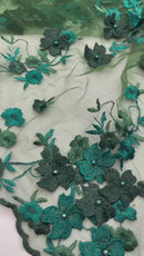 Multi Color 3d floral Daisy Design Embroider Lace 54" Wide| New Creations Fabric & Foam Inc.