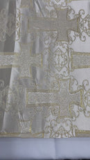 METALLIC BIG CROSS JACQUARD SATIN FABRIC (by the yard)
