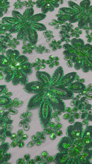 Metallic floral lace design embroidered 54" Wide | New Creations Fabric & Foam Inc.