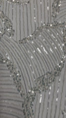 HEAVY BEADED LEAF DESIGN ON A MESH FABRIC (By The Yard)