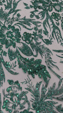 Big Glitter Damask Design On A Mesh Lace Fabric/Prom/Sold By The Yard
