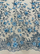 Princess Glitter 3d floral design fabric lace| New Creations Fabric & Foam Inc. - New Creations Fabric & Foam Inc