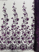 Princess Glitter 3d floral design fabric lace| New Creations Fabric & Foam Inc. - New Creations Fabric & Foam Inc