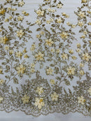 Princess Glitter 3d floral design fabric lace| New Creations Fabric & Foam Inc. - New Creations Fabric & Foam Inc