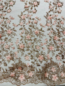 Princess Glitter 3d floral design fabric lace| New Creations Fabric & Foam Inc. - New Creations Fabric & Foam Inc