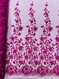 Princess Glitter 3d floral design fabric lace| New Creations Fabric & Foam Inc. - New Creations Fabric & Foam Inc