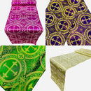 Religious Brocade Runner Tablecloth | Liturgical Fabric | Runner Ecclesiastical Jacquard | Church | Vestment - Cross Brocade. - New Creations Fabric & Foam Inc