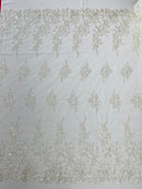 ROSE FLORAL BEADED LACE (By The Yard) - New Creations Fabric & Foam Inc