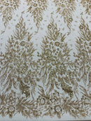 Big Glitter Damask Design On A Mesh Lace Fabric/Prom/Sold By The Yard