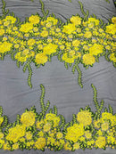 Roses Multi Color Floral Design Embroider On Mesh Lace Fabric| New Creations Fabric & Foam Inc. - New Creations Fabric & Foam Inc