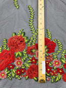 Roses Multi Color Floral Design Embroider On Mesh Lace Fabric| New Creations Fabric & Foam Inc. - New Creations Fabric & Foam Inc