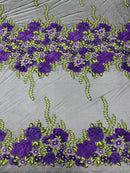 Roses Multi Color Floral Design Embroider On Mesh Lace Fabric| New Creations Fabric & Foam Inc. - New Creations Fabric & Foam Inc