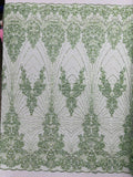Royalty Damask Beaded Lace Luxury on Mesh 54” Wide| New Creations Fabric & Foam Inc. - New Creations Fabric & Foam Inc