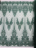 Royalty Damask Beaded Lace Luxury on Mesh 54” Wide| New Creations Fabric & Foam Inc. - New Creations Fabric & Foam Inc