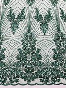 Royalty Damask Beaded Lace Luxury on Mesh 54” Wide| New Creations Fabric & Foam Inc. - New Creations Fabric & Foam Inc