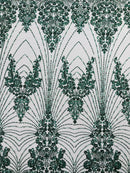 Royalty Damask Beaded Lace Luxury on Mesh 54” Wide| New Creations Fabric & Foam Inc. - New Creations Fabric & Foam Inc