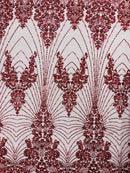 Royalty Damask Beaded Lace Luxury on Mesh 54” Wide| New Creations Fabric & Foam Inc. - New Creations Fabric & Foam Inc