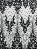 Royalty Damask Beaded Lace Luxury on Mesh 54” Wide| New Creations Fabric & Foam Inc. - New Creations Fabric & Foam Inc