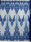 Royalty Damask Beaded Lace Luxury on Mesh 54” Wide| New Creations Fabric & Foam Inc. - New Creations Fabric & Foam Inc