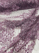 Royalty Damask Beaded Lace Luxury on Mesh 54” Wide| New Creations Fabric & Foam Inc. - New Creations Fabric & Foam Inc