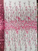 Satin 3D floral glitter fabric| New Creations Fabric & Foam Inc. - New Creations Fabric & Foam Inc