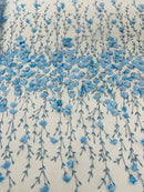 Satin 3D floral glitter fabric| New Creations Fabric & Foam Inc. - New Creations Fabric & Foam Inc