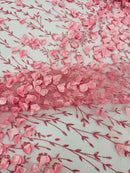 Satin 3D floral glitter fabric| New Creations Fabric & Foam Inc. - New Creations Fabric & Foam Inc
