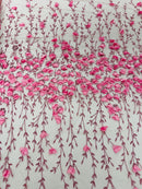 Satin 3D floral glitter fabric| New Creations Fabric & Foam Inc. - New Creations Fabric & Foam Inc