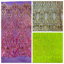 Sea Shell Sequin Damask Fabric 54” Wide| New Creations Fabric & Foam Inc. - New Creations Fabric & Foam Inc