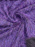 Shaggy Jacquard Faux Ostrich/Eye Lash Feathers Fringe With Metallic Thread (By The Yard) - New Creations Fabric & Foam Inc